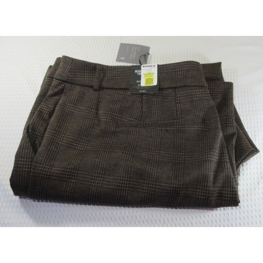 NWT SIMPLY VERA VERA WANG The Tailored Twill Pant Womens 24WL Brown MSRP 54.00